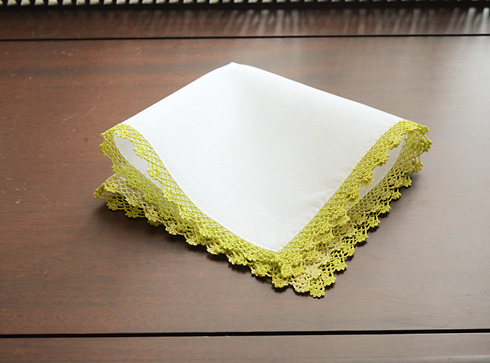 Cotton handkerchief. Wild Lime Colored trimmed.
